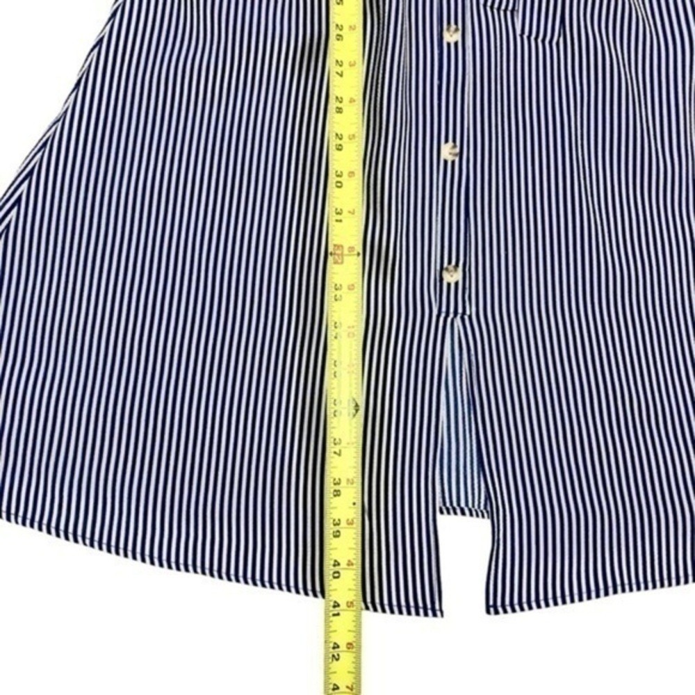 Monteau Striped Button Front Midi Shirt Dress Women S Navy White Office Chic New - Picture 11 of 12